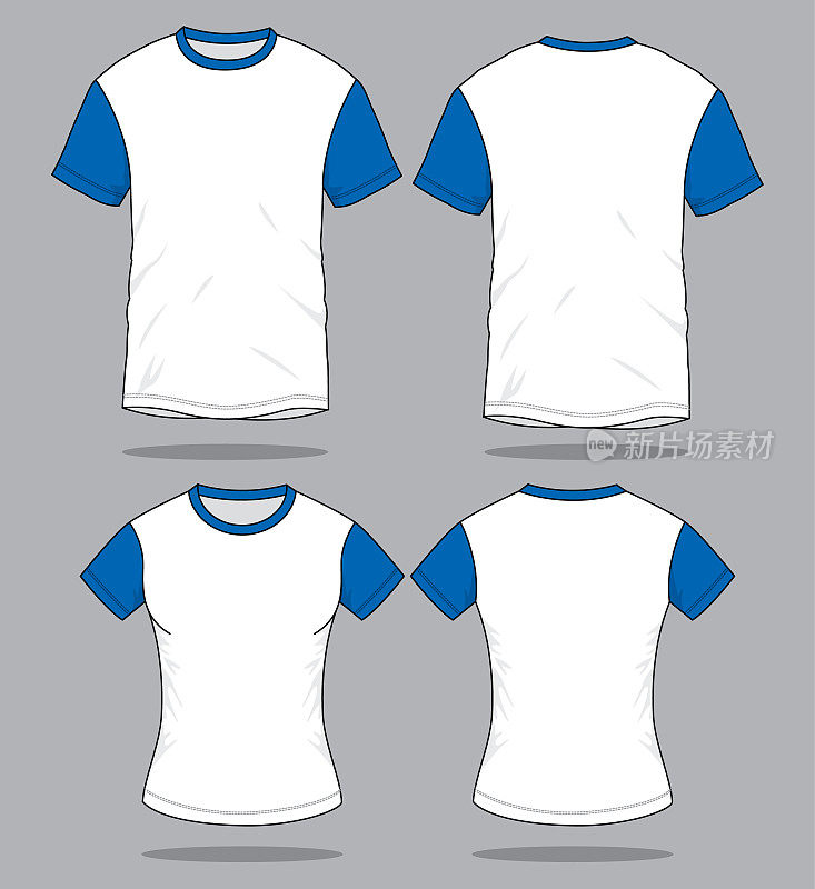 Men and Women T-Shirt Design Vector (White / Blue)